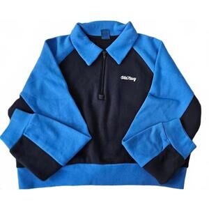 Old Navy Women's 90's‎ Inspired 1/4 Zip Crop Sweatshirt Medium Retro Streetwear